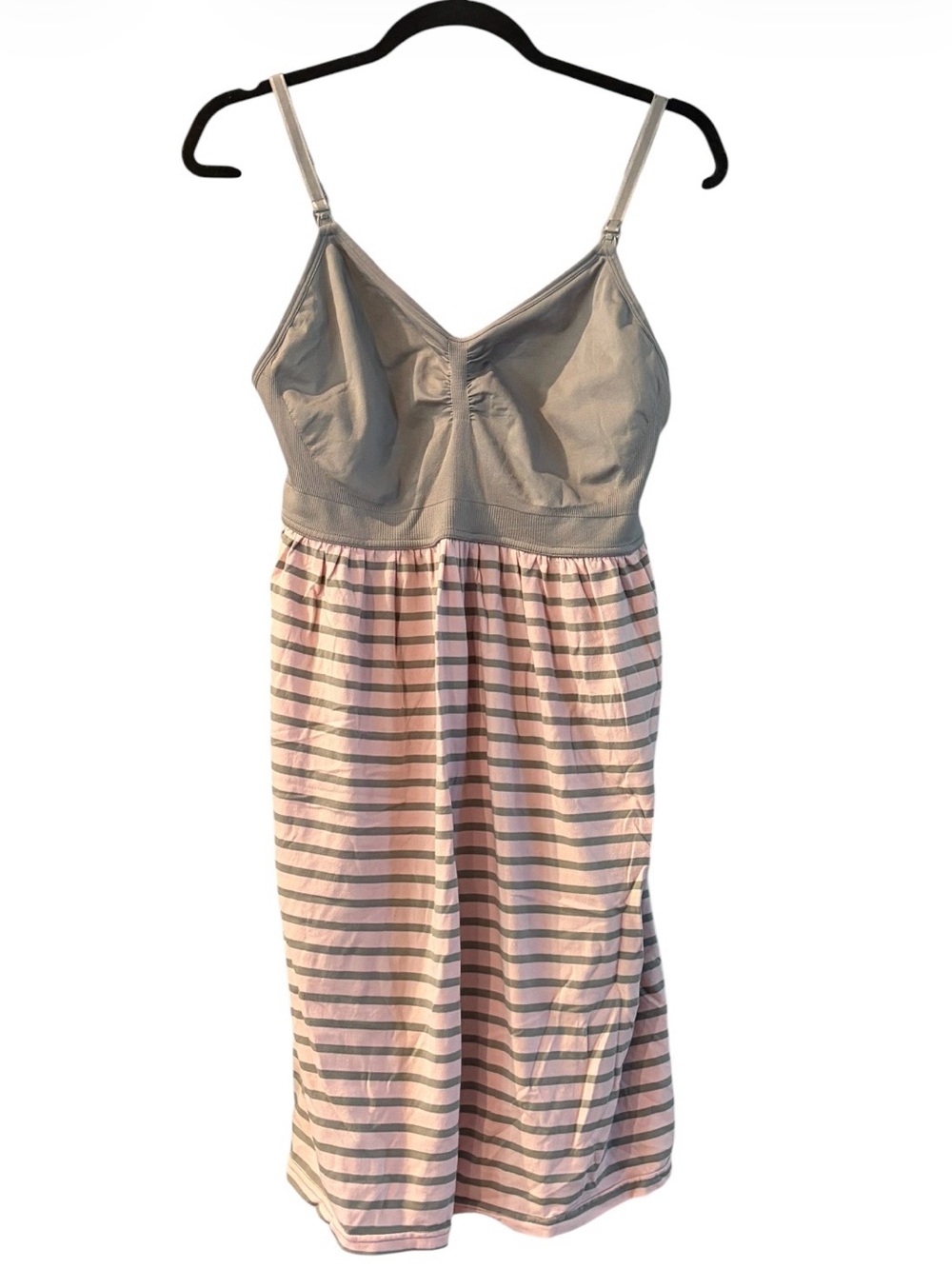 Like New! Motherhood Maternity Striped Pink Gray Sleep Nursing Chemise X-Large